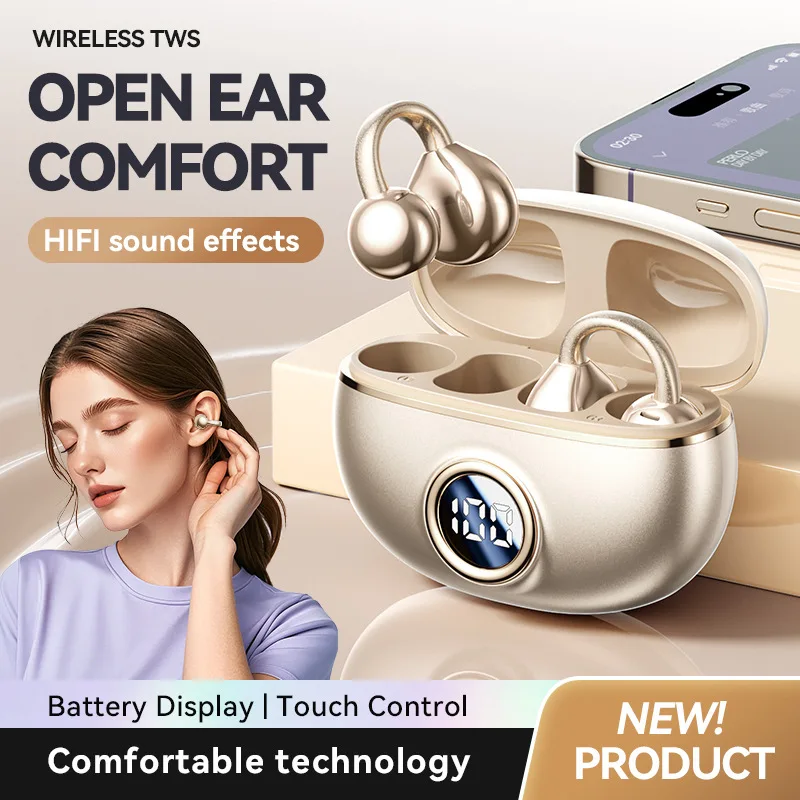 

Bone conduction ANC noise cancelling headphones, Bluetooth 5.4 outdoor comfortable waterproof sports digital display headphones