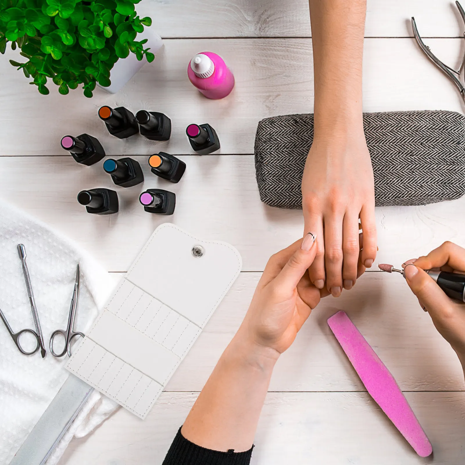 Manicure Grinding Head Storage Bag Portable Compact Nail Drill Bits Holder Organizer 16 Holes Nail Tool Storage