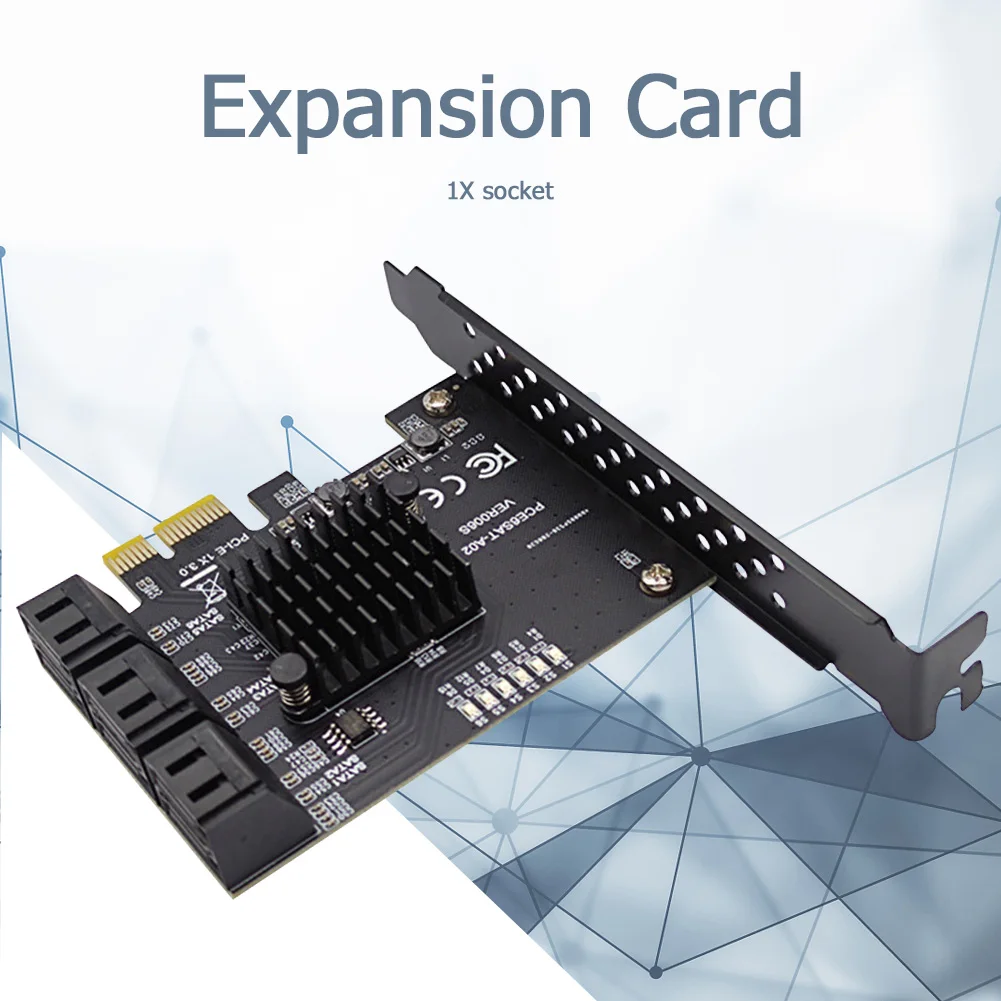 Tarjeta de expansión PCIe SATA III de 6 puertos Controlador SATA a PCI-e 1X de 6 Gbps con soporte