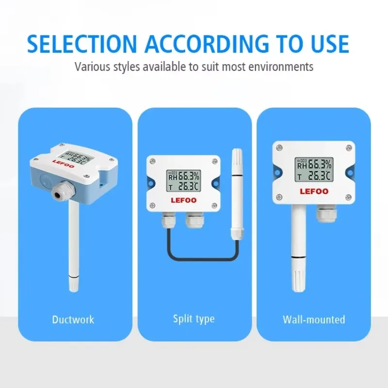 

NEW LEFOO Wall Mounted Type Industrial RS485 HVAC Measuring Temperature and Humidity Transmitter