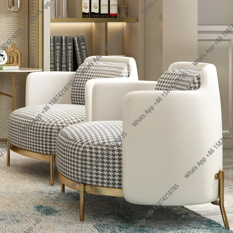 Light luxury sofa chair thousand bird grid sofa small apartment leisure chair living room simple balcony designer single small s
