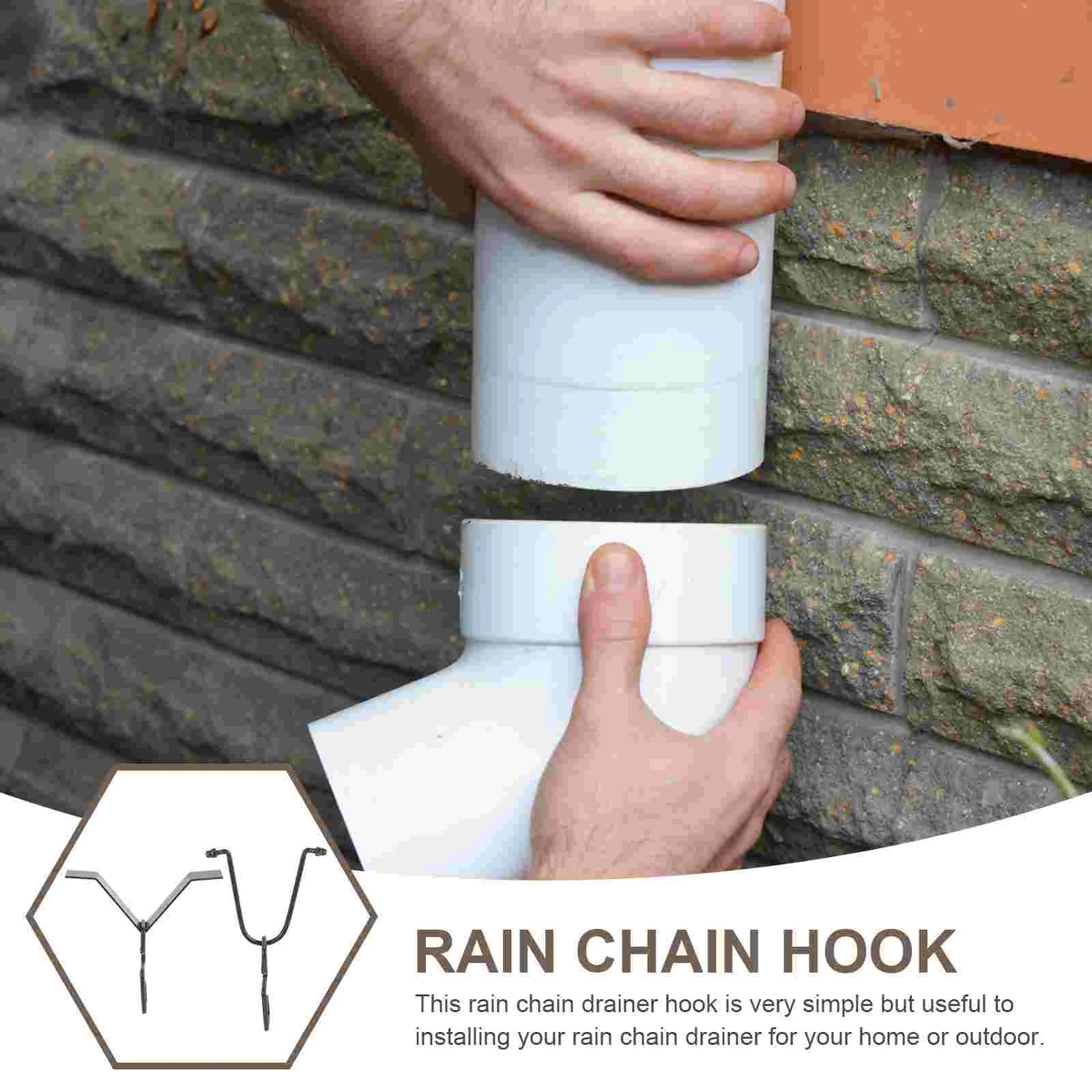 Hook Rain Chain Metal Adapter Replacement for Chains Component Installation Black Drain-