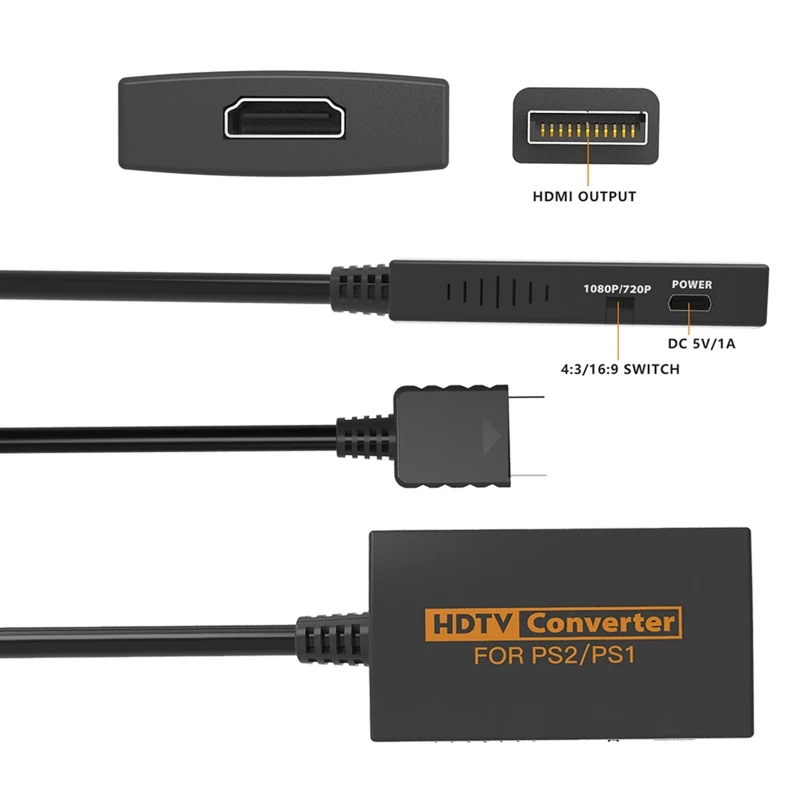 1080p para ps1/2 para hdmi-cabo hdtv adaptador conversor de vídeo compatibale