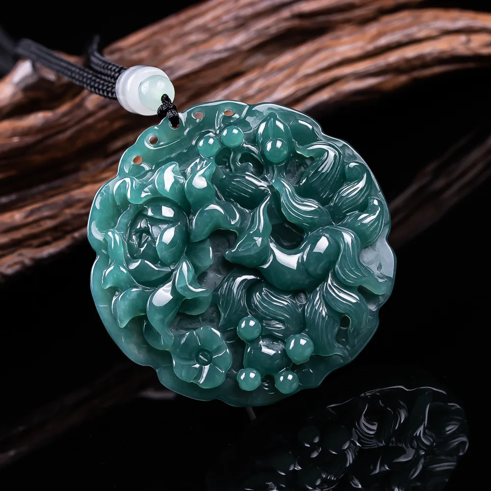 Grade A Natural Myanmar Jadeite Fox Pendant Necklace Charm Jewelry Fashion Talismans Real Jade Carved Amulet Gifts for Women