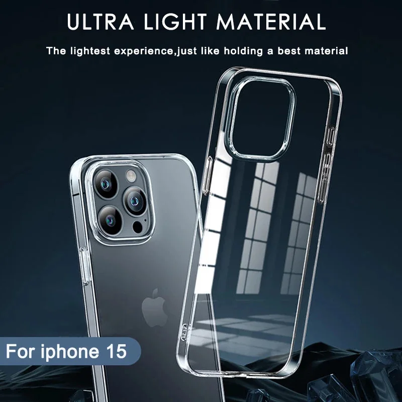 Ultra Thin Clear Silicone Phone Case For iPhone 15 14 13 12 11 Pro Max Mini Soft TPU For iPhone X XR XS 8 7 Plus Back Cover Case