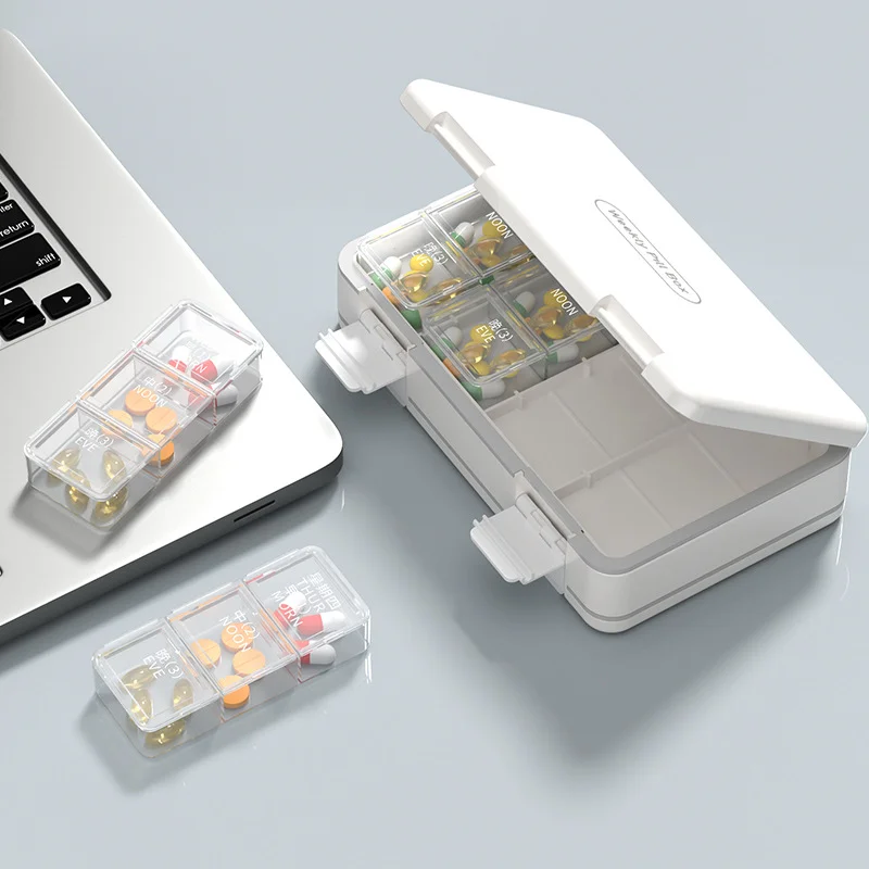 

7 Days Weekly Pill Organizer Extra Large, Portable Medicine Case with Individual Lids, Moisture-Proof Daily Pill Box for Vitamin