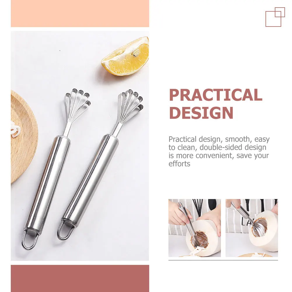 

3Pcs Metal Coconut Scraper Double-Sided Stainless Steel Grater for Coconuts Meat Removal Kitchen Tools Portable Fish Scaling