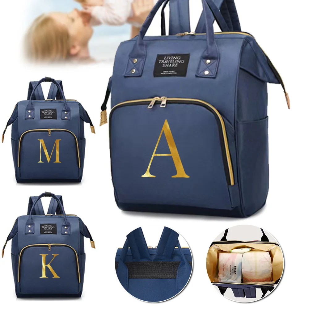 

Mommy Pack Large Capacity Compartments Zipper Backpack Portable Letter Pattern Simple Casual Travel Storage Shopping Bag Unisex