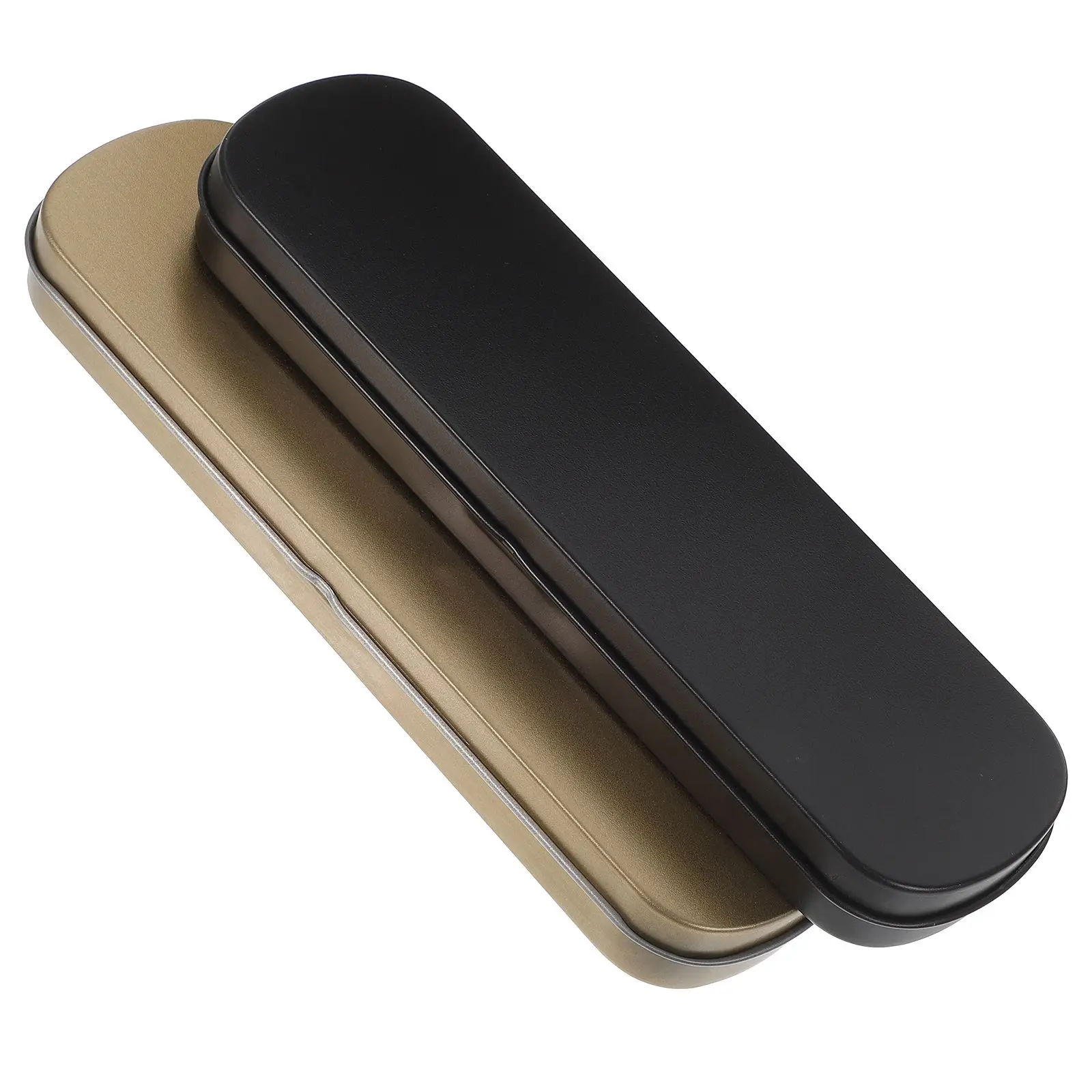 

2 Pcs Metal Pencil Boxes Empty Case Black School Supplies Pen Holder Stationery Storage Gift Kids