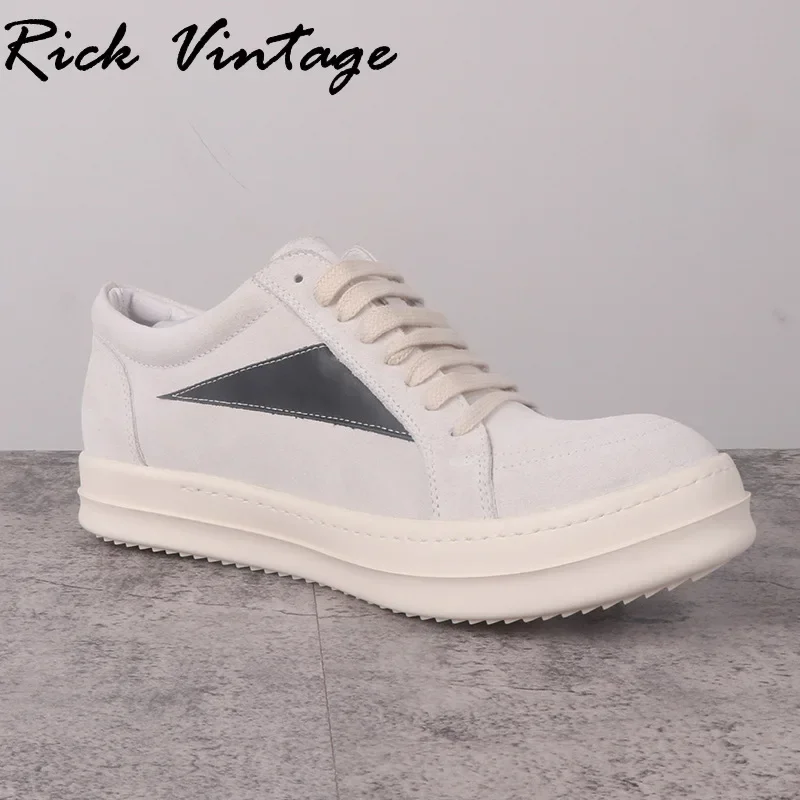 Rick Vintage Men Casual Shoes Genuine Leather Loafers Lace Up Women Suede Sneakers Luxury Trainers Low-top Street Casual Shoes