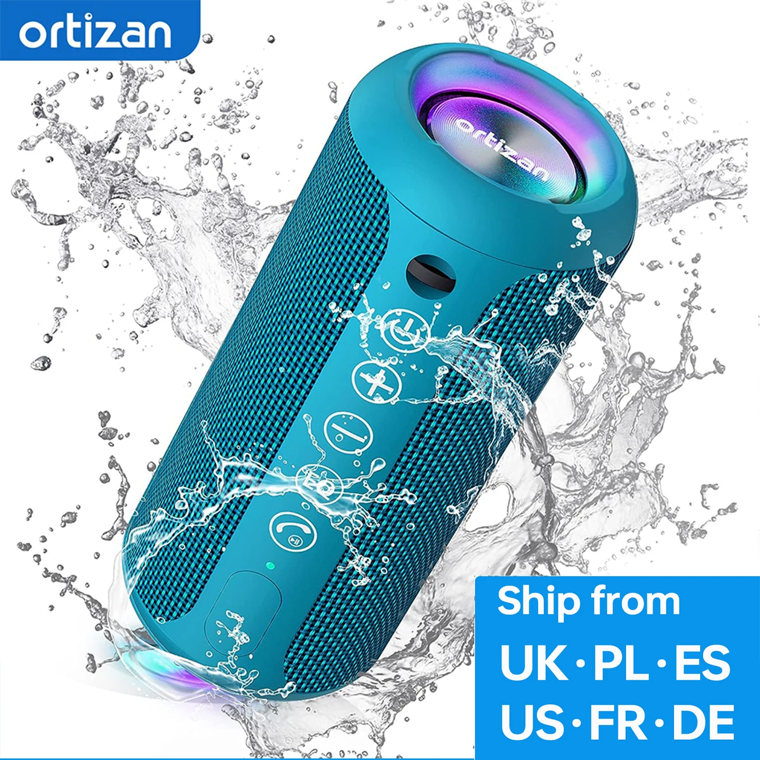 

Ortizan X10B Portable Bluetooth Speakers IPX7 Waterproof Powerful Sound Box Bass Boost BT5.3 RGB Dual Pairing TWS Connectivity