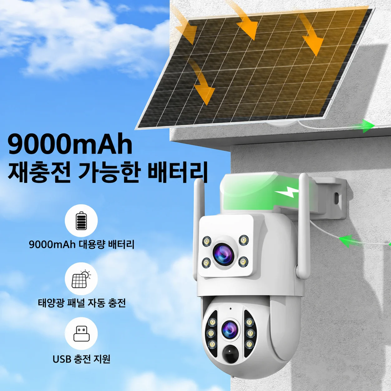JOOAN 4K 태양광 보안 카메라 무선 야외 듀얼 렌즈 태양광 IP 카메라 PIR 인체 ... - 1