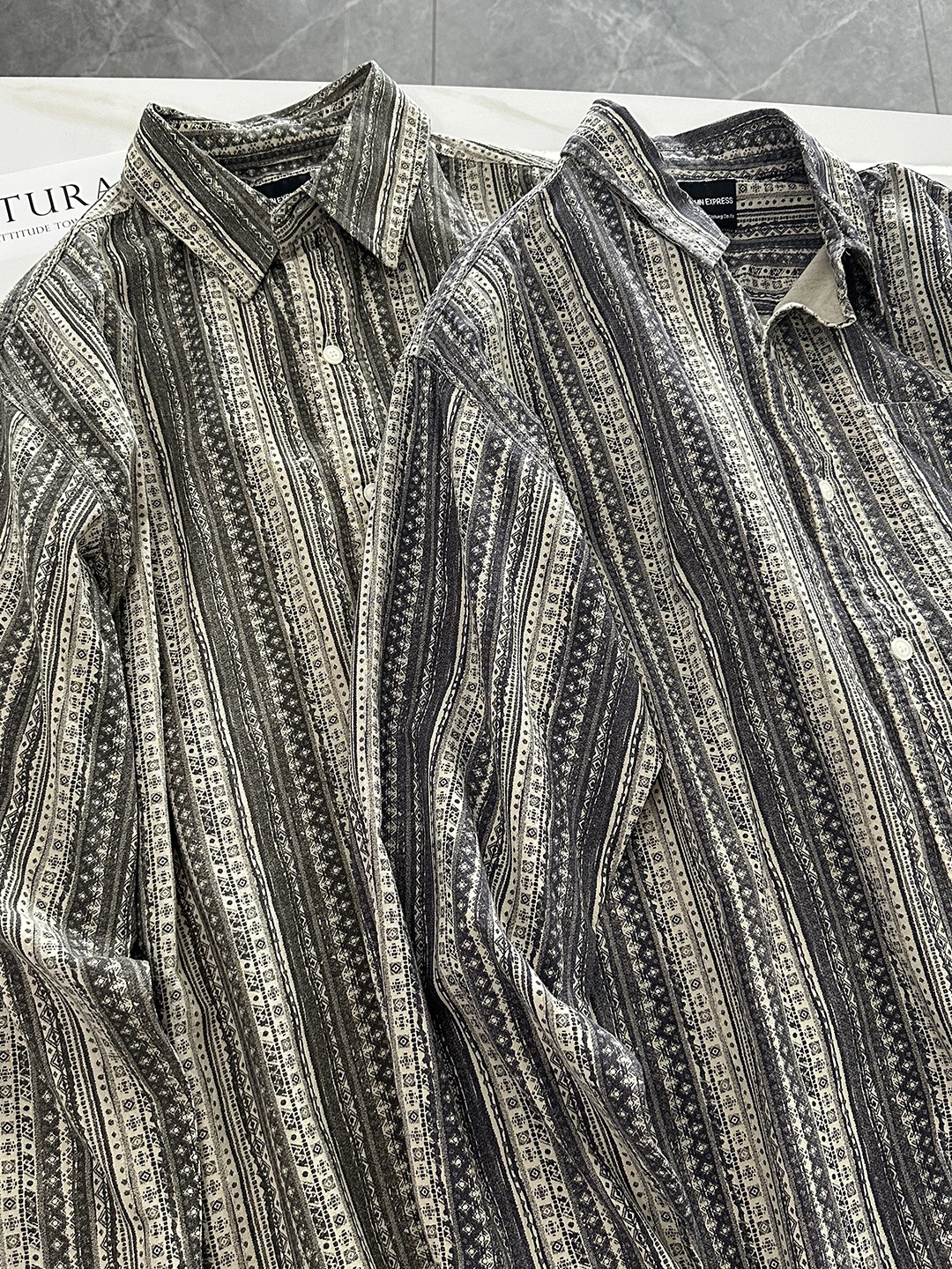 

Casual Loose Men's Stripe irt Single ket Dyed Cotton Breathable Comfortable Chinese Sle Faionable Loose Fit Long Sve