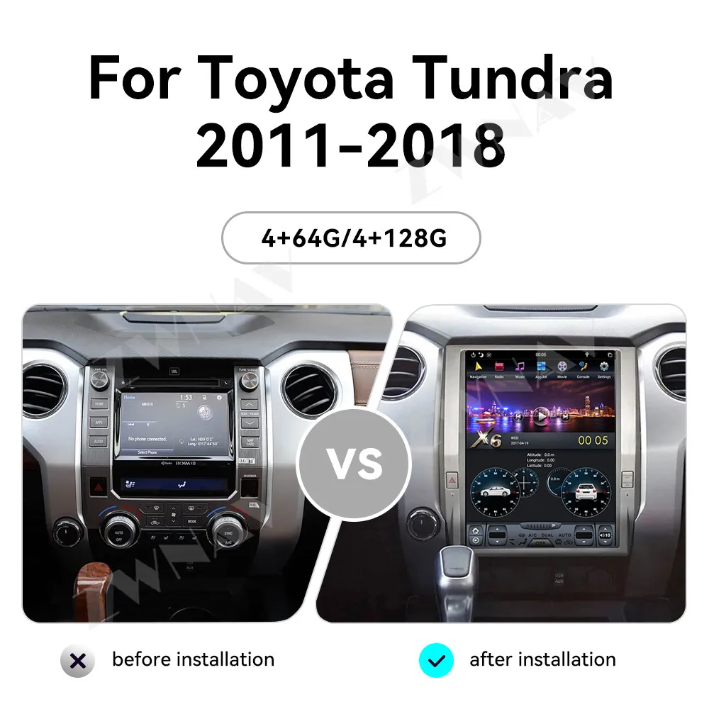 ZWNAVUpgrade 12.1 Inch Display Multimedia Radio For Toyota Tundra 2011-2018 car Auto AC Android GPS Player Head Unit Carplay