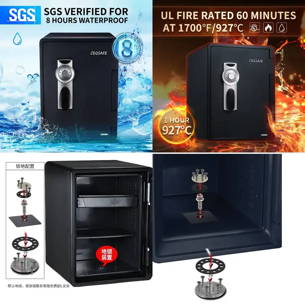 CEQSAFE Waterproof Safe Large Anti-theft Password Mechanical Combination Safe Fireproof Waterproof Safe for