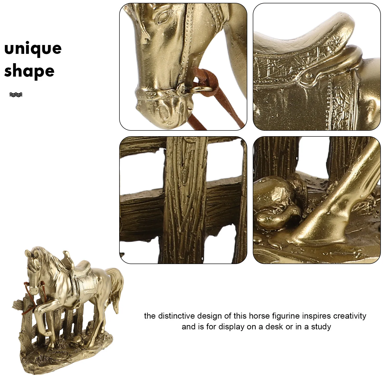 واقعية الدائمة الحصان الراتنج النحت الذهب لهجة الفن الزخرفية لمدخل غرفة المعيشة مكتب عرض الطاولة