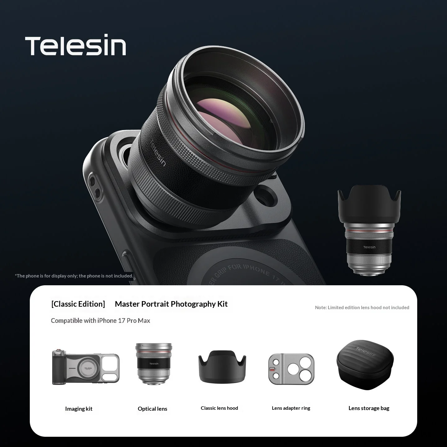 TELESIN Portrait Lens Kit – 105mm+200mm Optical, Shutter Dial, 3200mAh, MagSafe Mount, IPhone 17 Pro/Pro Max image 3