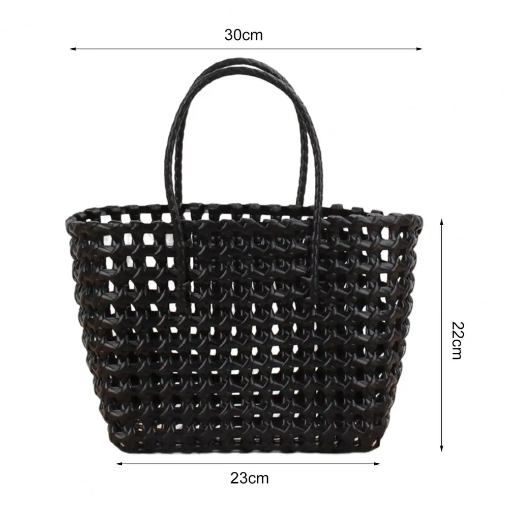 Convenient Women Handbag with Holes Breathable Food Basket Portable Handmade Tote Bag