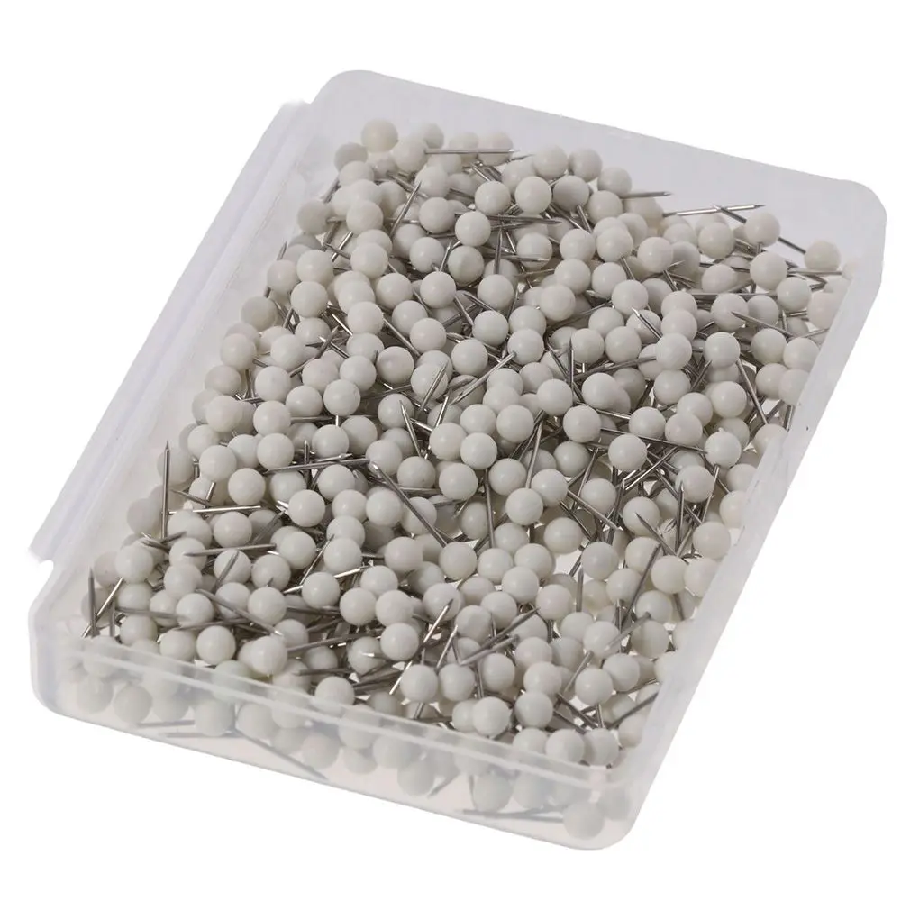 500PCS Office Supplies White Push Pins Plastic 1/8-Inch Map Tacks Round Head Decorative Thumb Tacks for Bulletin Board Map Tacks