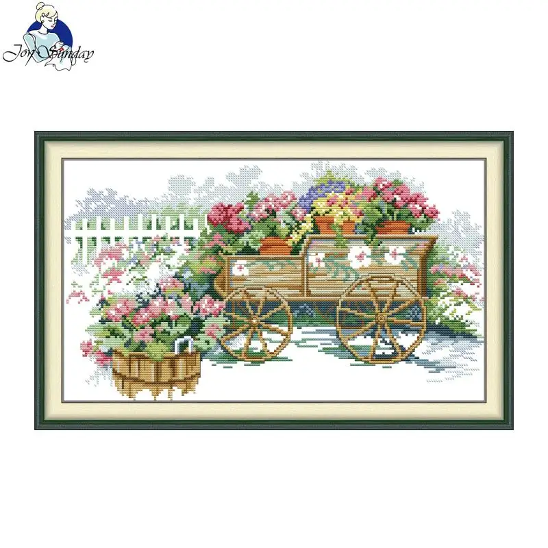 

Joy Sunday Embroidery Kit Floats Cross Stitch Fabric Canvas Counted Stamped 11CT 14CT 16CT Printed Thread DIY Needlework Set