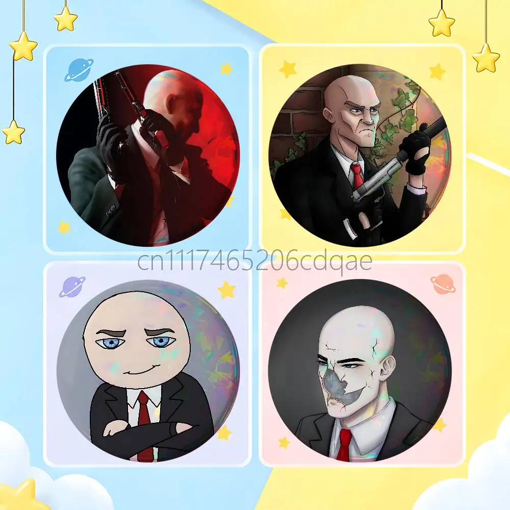 For Agent 47 Hitman Badge Tinplate Soft Button Pin Brooch Metal Badge Custom Jewelry Accessories Hat Bag Lapel