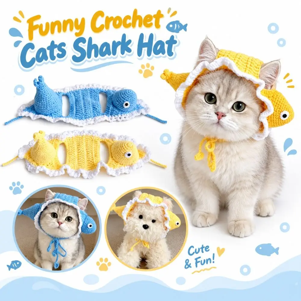 Gifts Crochet Cat Costume Hat Adjustable Chin Ties Cartoon Dog Costume Hat Knitted Animal Hat Cat Dress Up