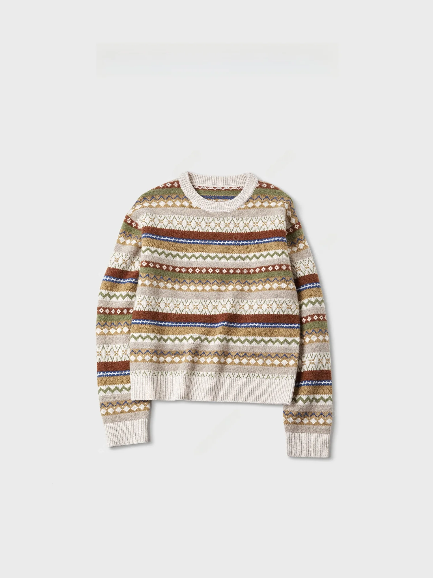 

Теплый шерстяной свитер Romi Studio Fair Isle, свободный вязаный женский повседневный свитер с длинными рукавами и круглым вырезом