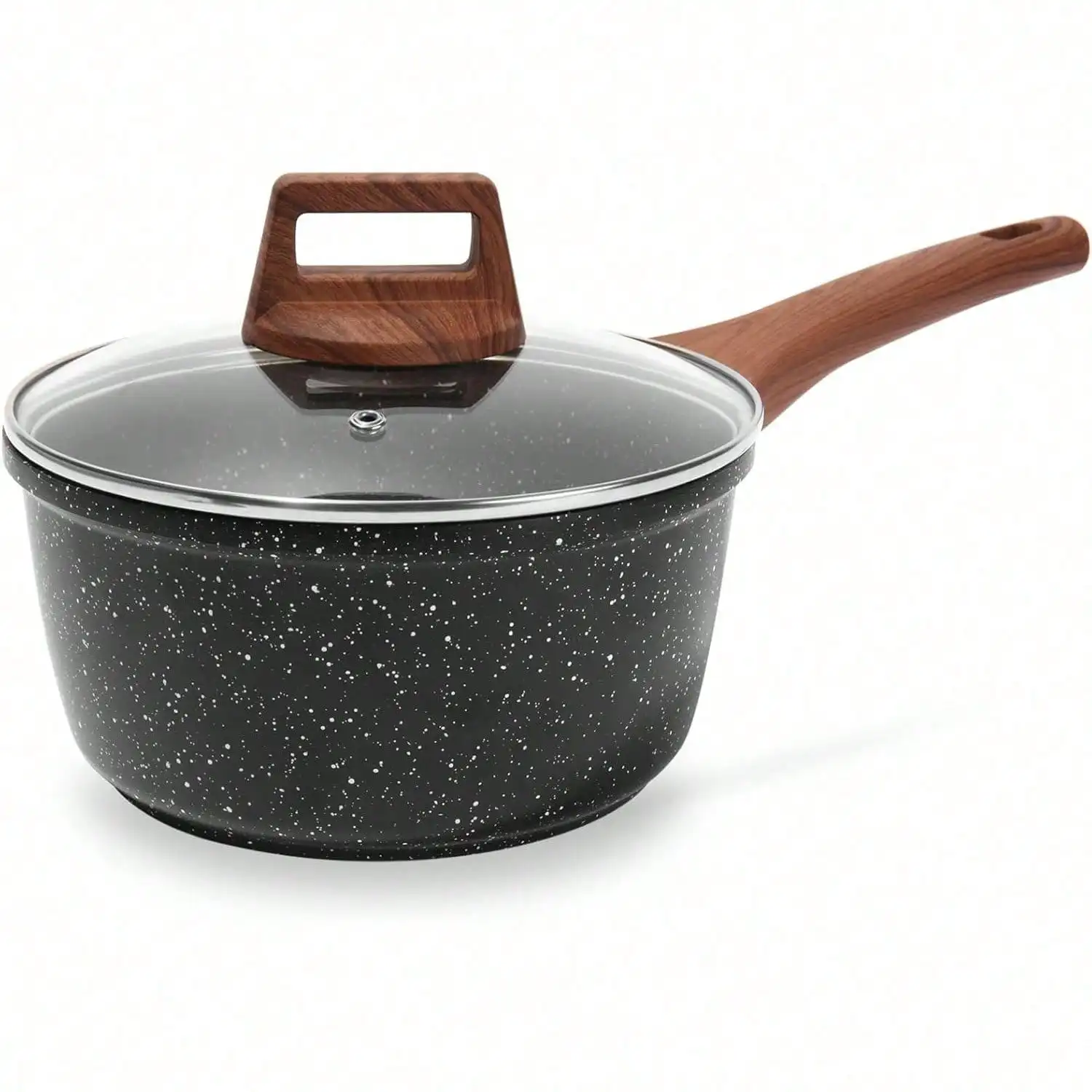 Versatile Nonstick Sauce Pan with Lid 1.5 QT White