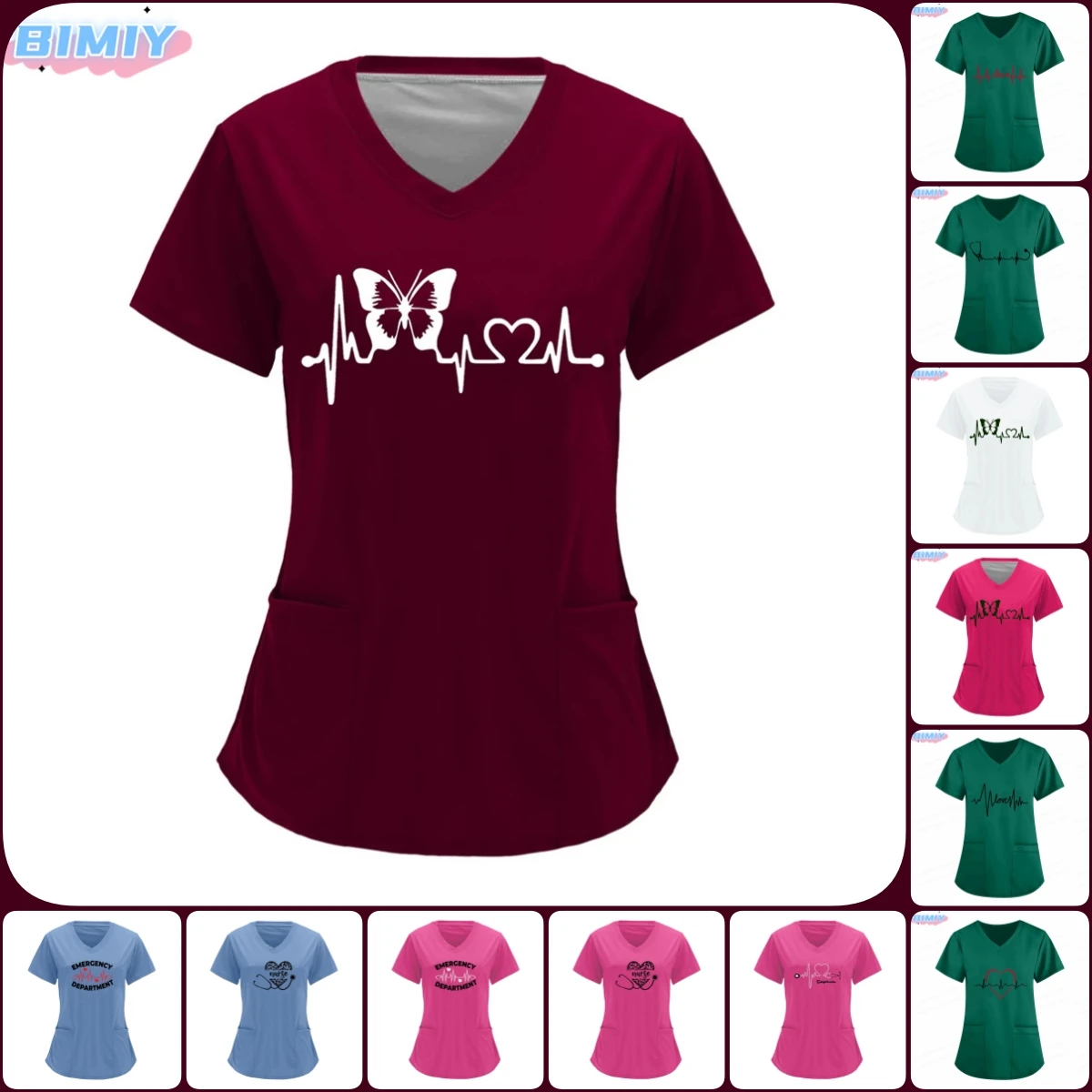 

Surgical Nurse Uniform Female Operating Room V neck Solid Working Uniform Health Services Clinic Scrubs Top For Women