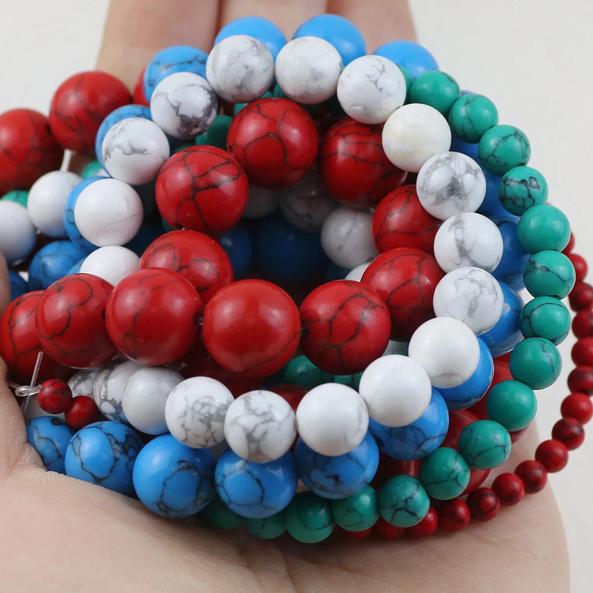 60-180 шт. белые бирюзовые круглые каменные свободные бусины для изготовления ювелирных изделий, браслет, ожерелье, аксессуары «сделай сам», 6/8/10/12 мм