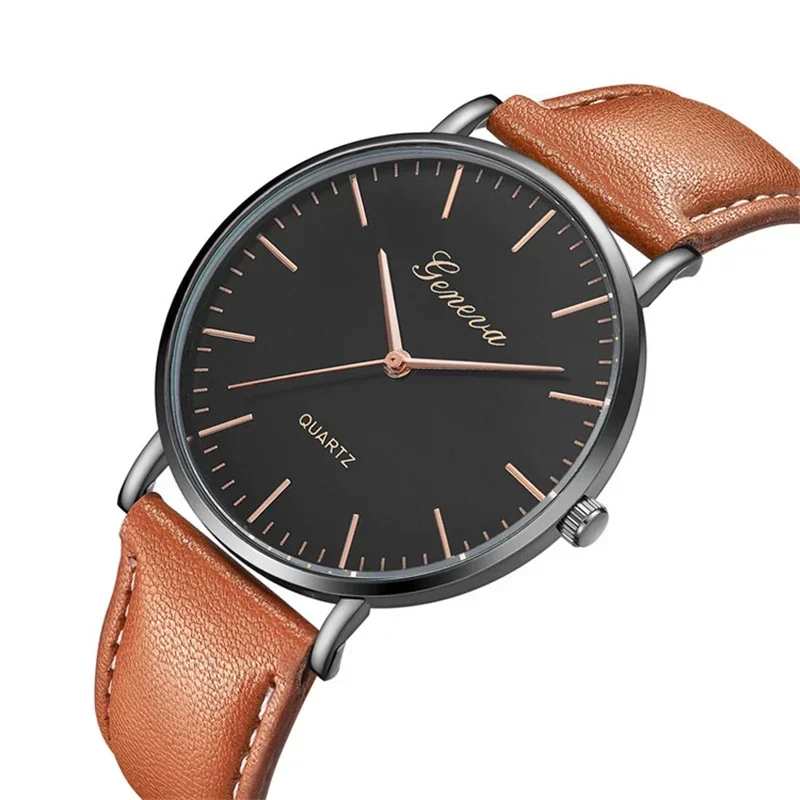 Minimalist Men's Fashion  Watches Simple Men Business Leather Quartz Watch Gold Sliver Dial Wristwatch relogio masculino