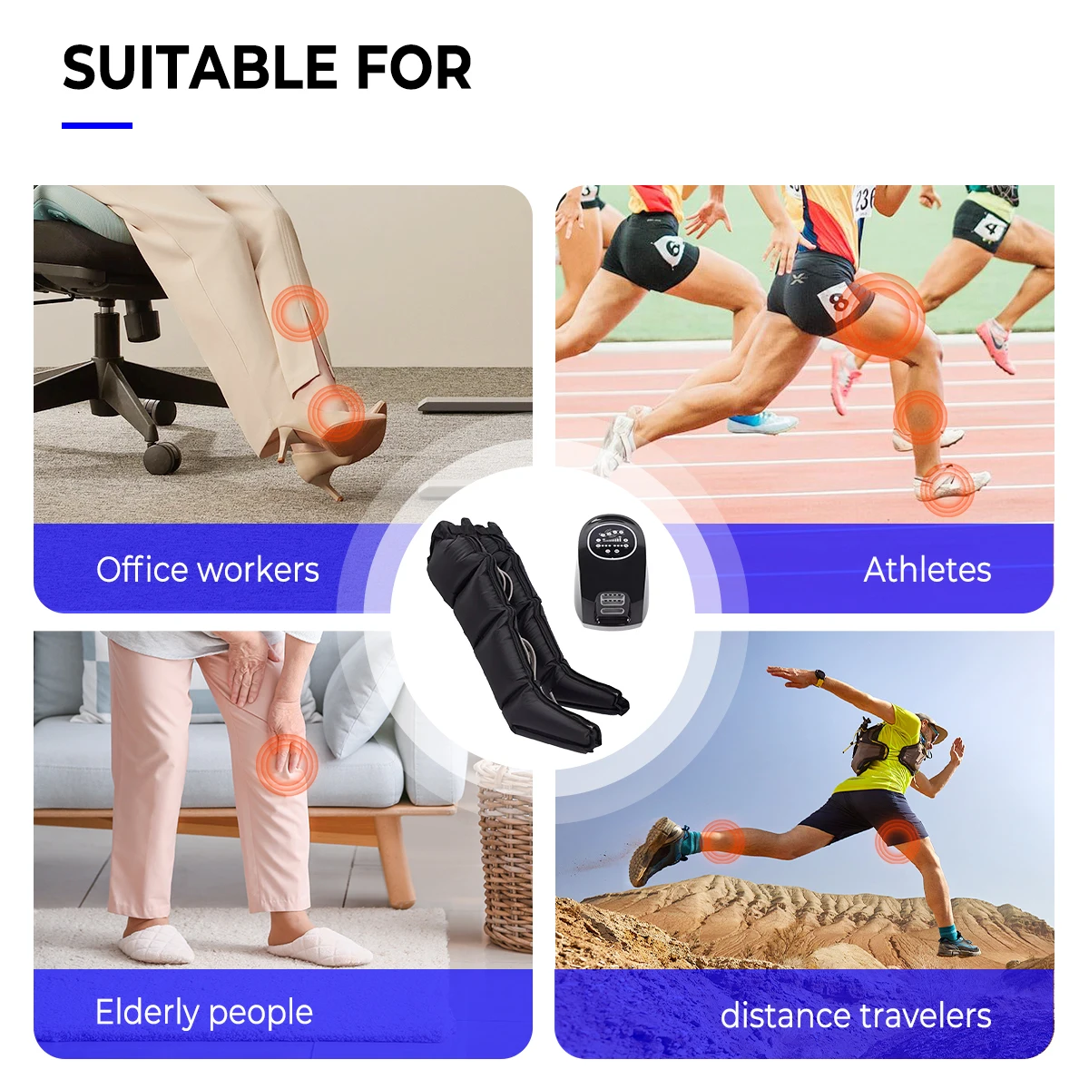 عالية الجودة ضغط الهواء مدلك الساق 4-تجويف العلاج الطبيعي ضغط يلتف يعزز الدورة الدموية الساق الذراع مدلك #6