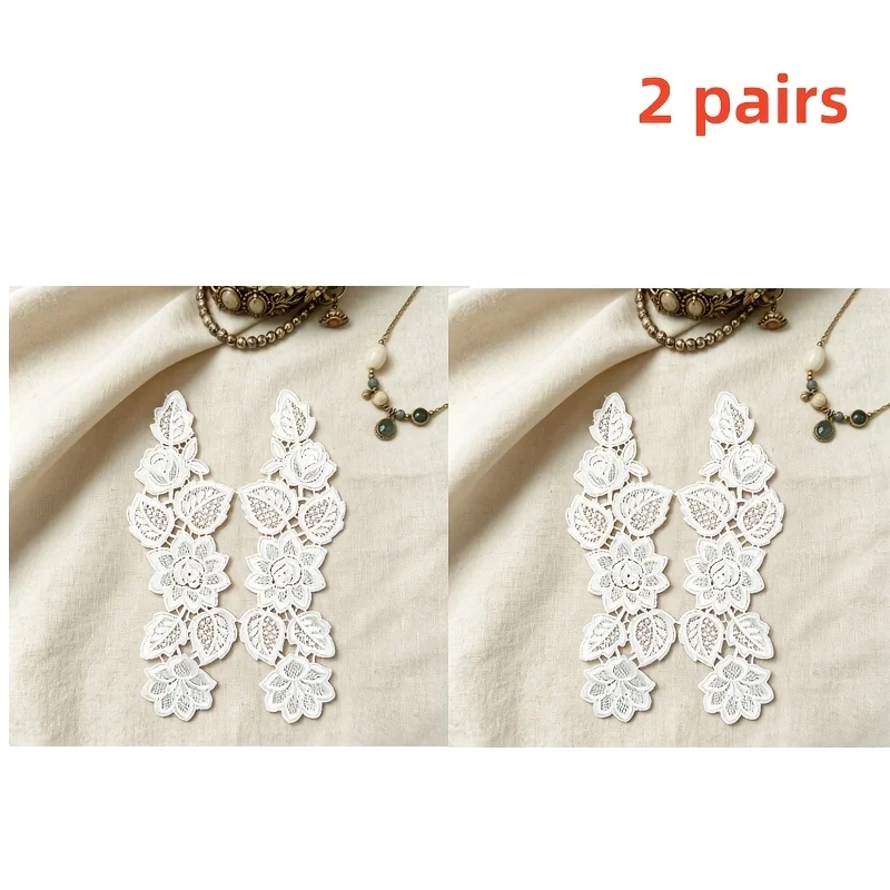 2PCS Rose petal lace embroidery appliqués, floral patches, suitable for wedding dresses and DIY sewing for handmade items