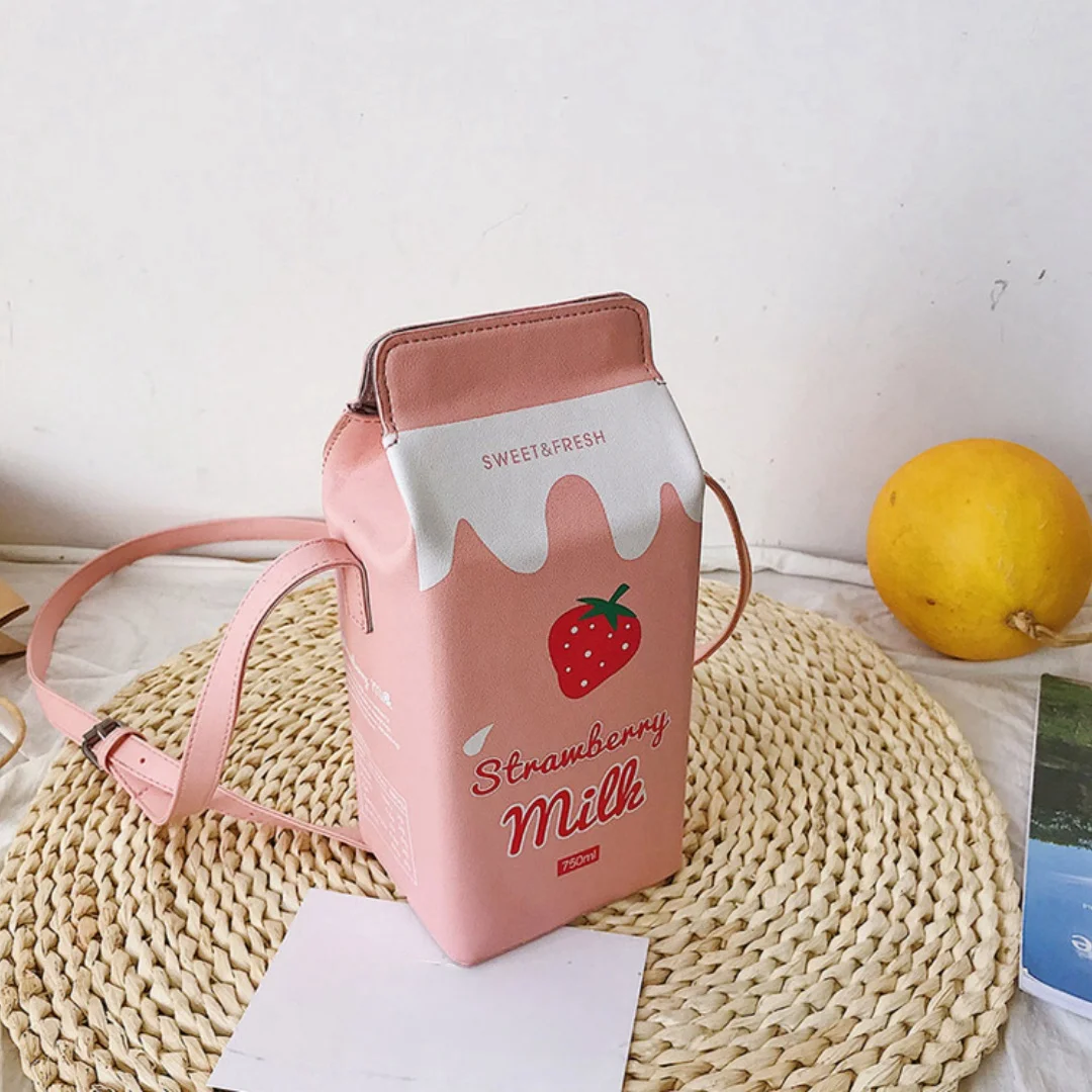 

Women's milk carton small square bag compared to printed single-shoulder crossbody bag