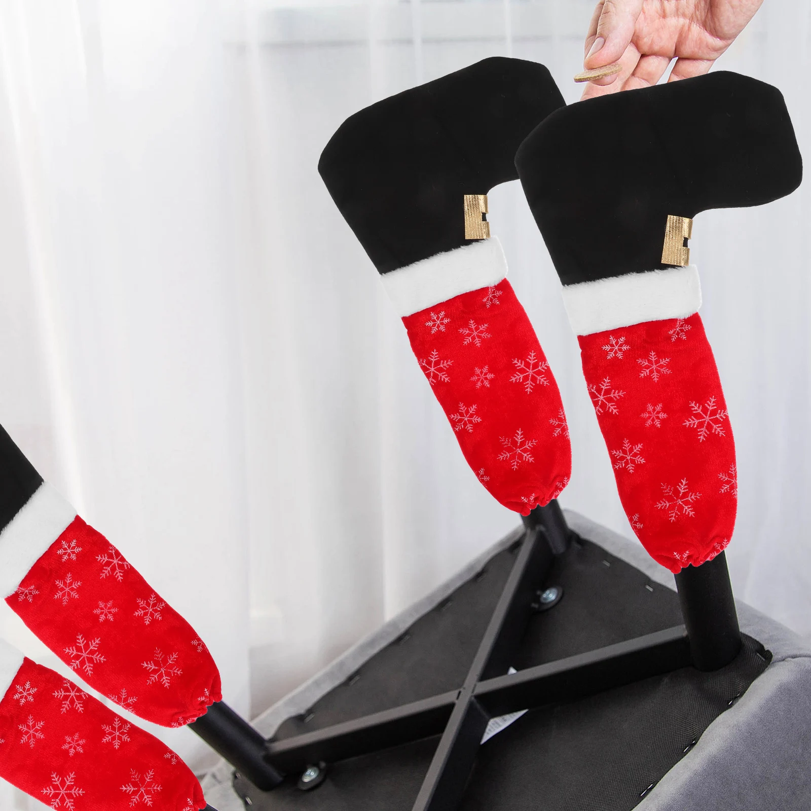 

2Pcs Christmas Chair Leg Socks Non-Slip Xmas Furniture Leg Covers Elastic Table Socks for Kitchen Dining Room Holiday Party