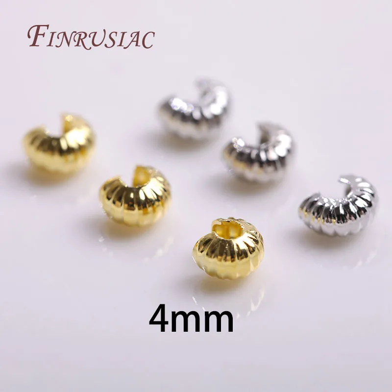 50Pcs/Lot 18K Gold Plated Open Crimp Beads,Round Covers Crimp End Beads,Stopper Beads For DIY Jewelry Making Accessories