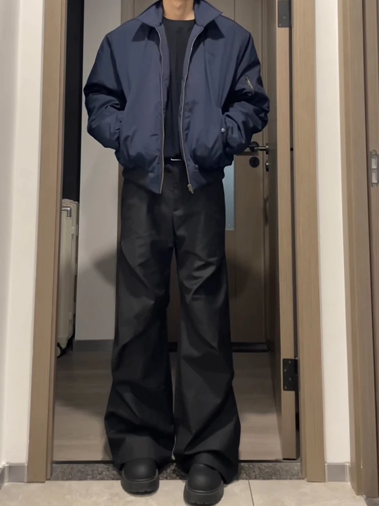 

Thiened ort American Pilot Jaet Cotton Workwear Coat for Men Autumn Winter Stand Collar Zipper Closure Youth Faion