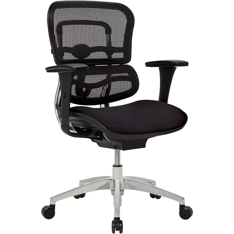 12000 Series Ergonomic Mesh/Fabric Mid-Back Office Chair, Black/Black, BIFMA Compliant