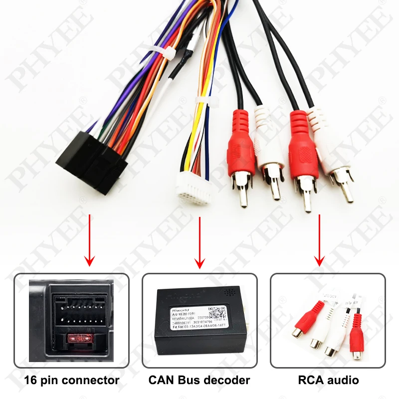 Iso Harness Adapter Kan Bus Decoder 16 Pin Plug Connector Rca Audio Auto Android Head Unit Bedrading Kabel Voor Audi a3 8P A4 B7