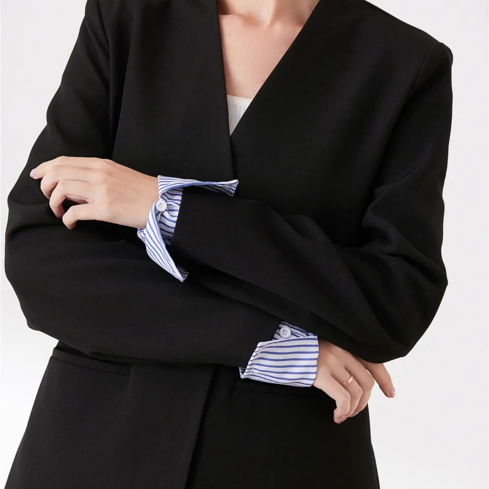 Detachable Stripe Shirt Fake Collar Comfortable Commute Fake Hand Sleeves Decorative Easy To Wear False Wrist Cuffs Photo Props