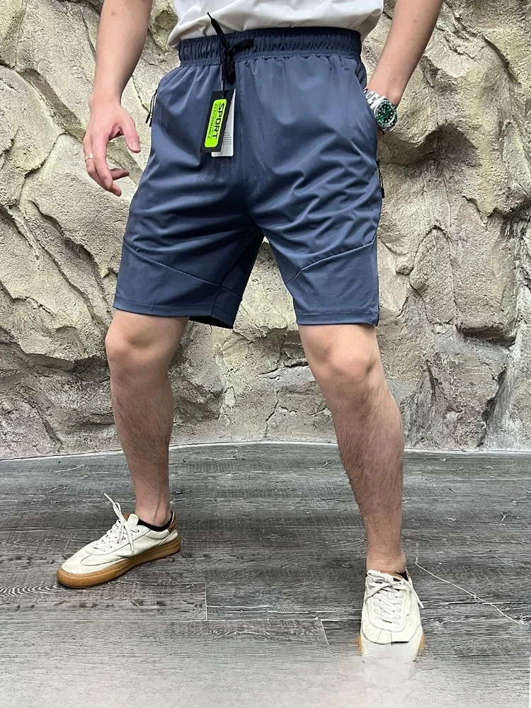 

Мужские спортивные брюки для активного отдыха, дышащие, быстросохнущие, тонкие, с высокой талией, прямого кроя, длиной до колена, повседневные, летние, модные