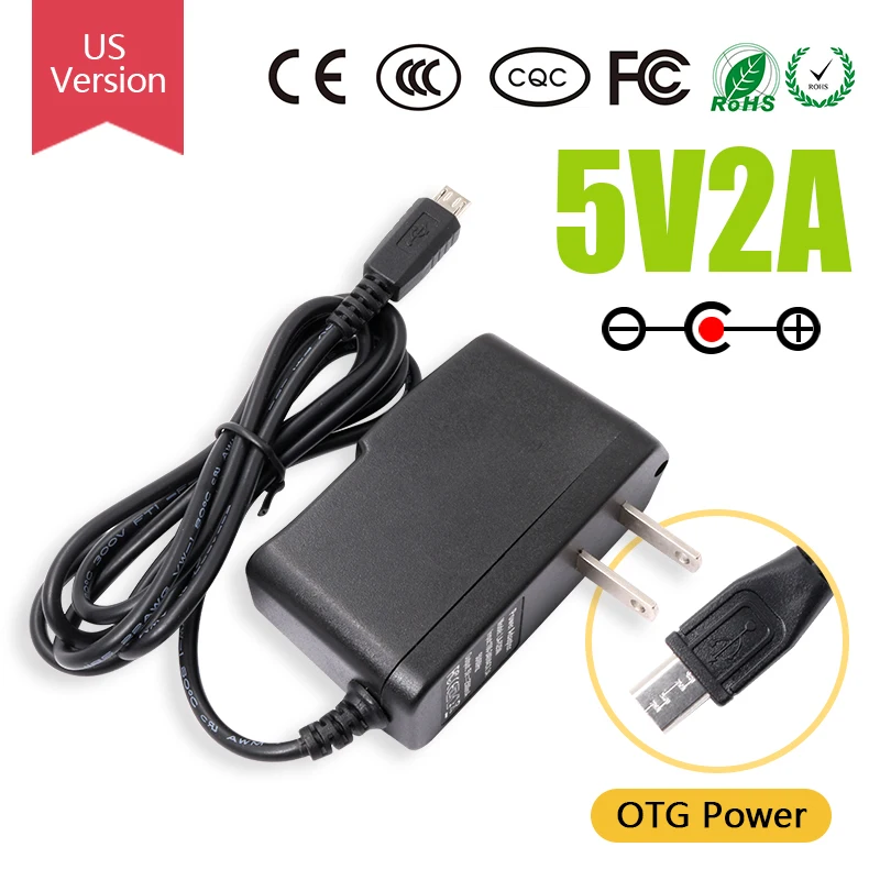 Orange Pi 5V/2A AV To OTG Power Adapter, US Version OTG Power Supply, Suitable With Zero/Zero plus 2/2G-IOT/Win/Win Plus/R1