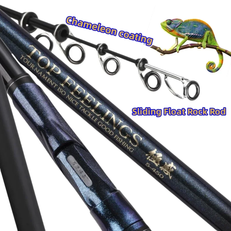 WLGZ Ultralight Large Guide Ring Rock Fishing Rod Set 3.6-5.3m and 5.2:1 High Speed Gear Ratio Spinning Reel Long Throwing Rod