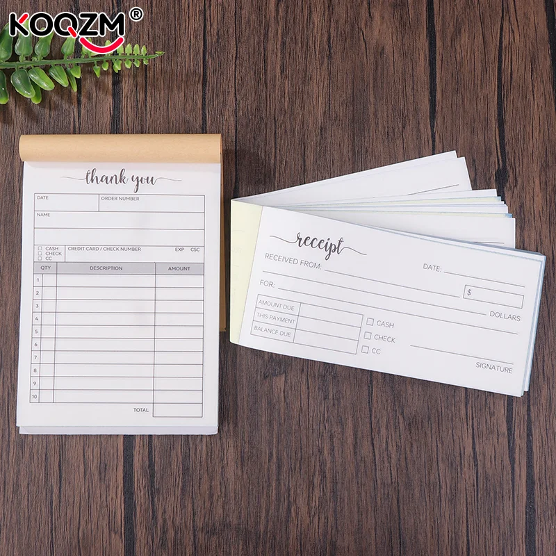 1 كتاب إيصالات من الورق الكربوني، كتاب استلام شكرًا لك - كتاب فاتورة الأعمال الصغيرة لطلب المبيعات - (50 كل أبيض/أصفر) #1