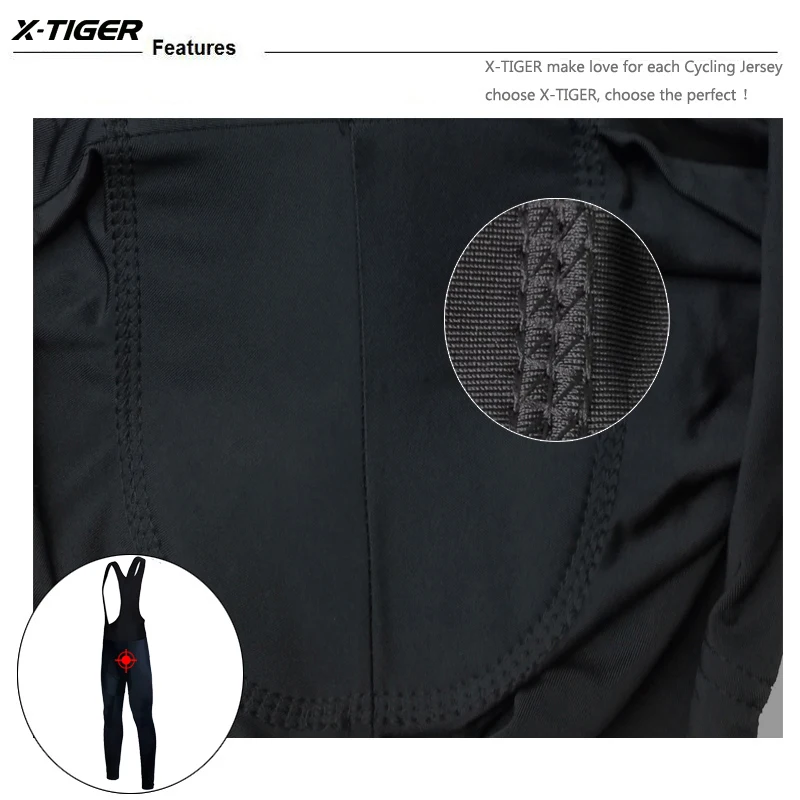X‑TIGER Herren Radsport-Trägerhose 5D Coolmax Gel-Gepolsterte Lange Trägerhose Atmungsaktive Netzgurte Anti-UV Schnelltrocknende Rennradhose – Detail 10