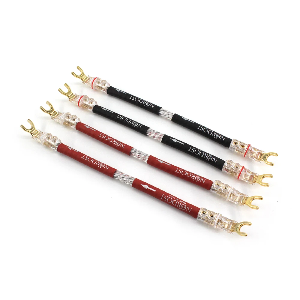 4pcs/lot Nordost Valhalla Audiophile Speaker Jumper Link Sliver Plated For Speakers Bridge Wire Cable Short Wiring WBT Y Spade