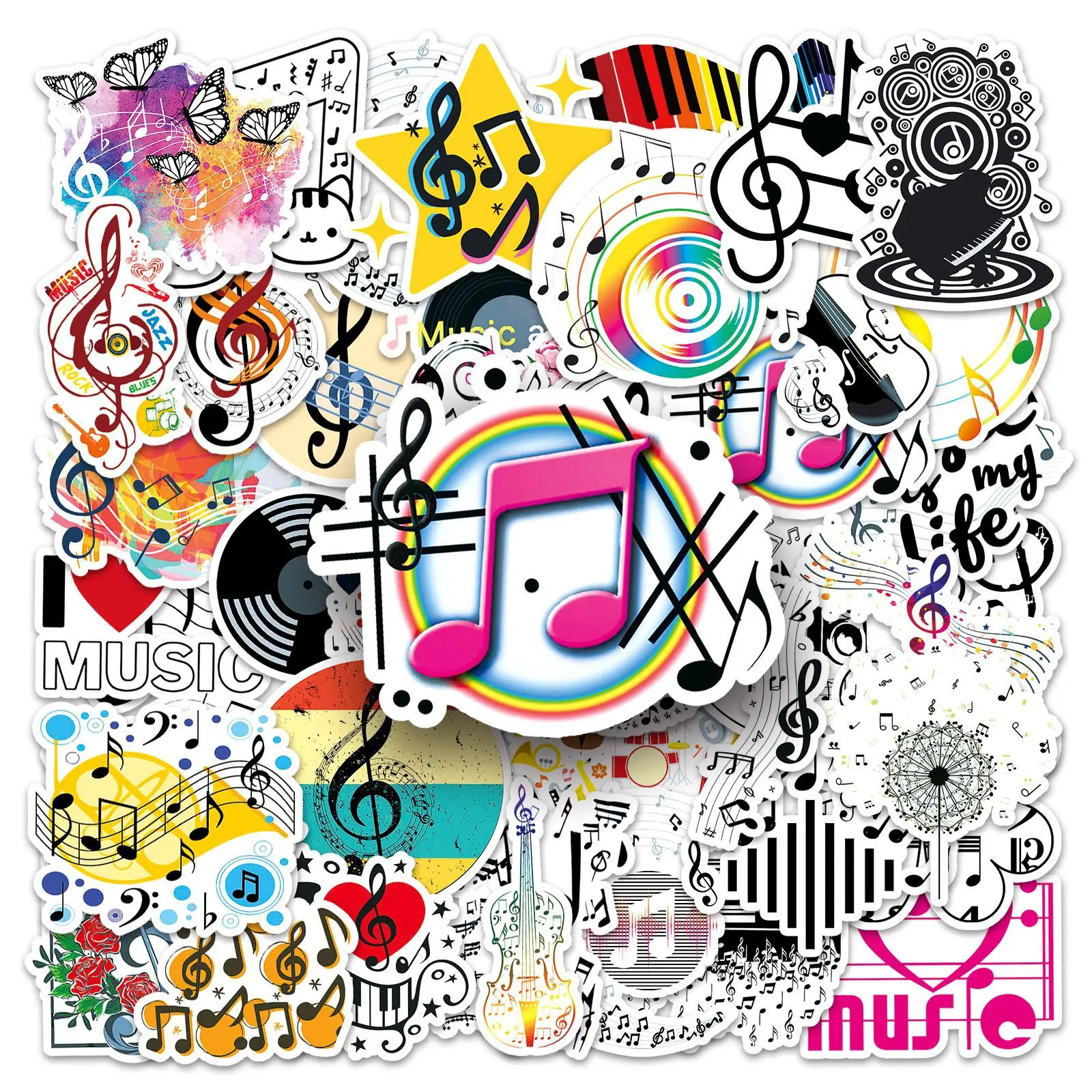 

50Pcs musical graffiti DIY cartoon Decoratio phone Luggage Laptop Guitar Bike Skateboard fridge helmet Kid Toy waterpro sticker