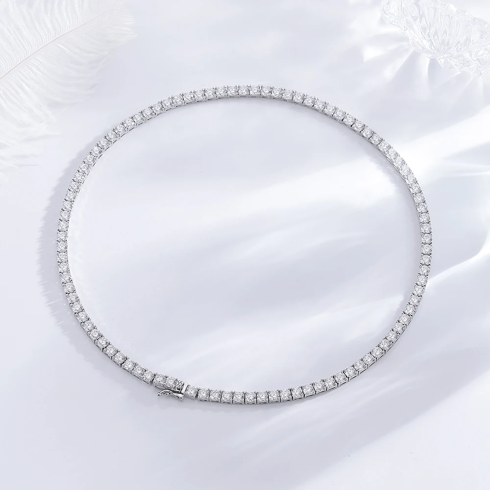 YLMyself 925 Sterling Zilveren Tennisketting Voor Mannen Vrouwen 4 Mm Princess Cut CZ Iced Out Hip Hop Rapper bling Sieraden