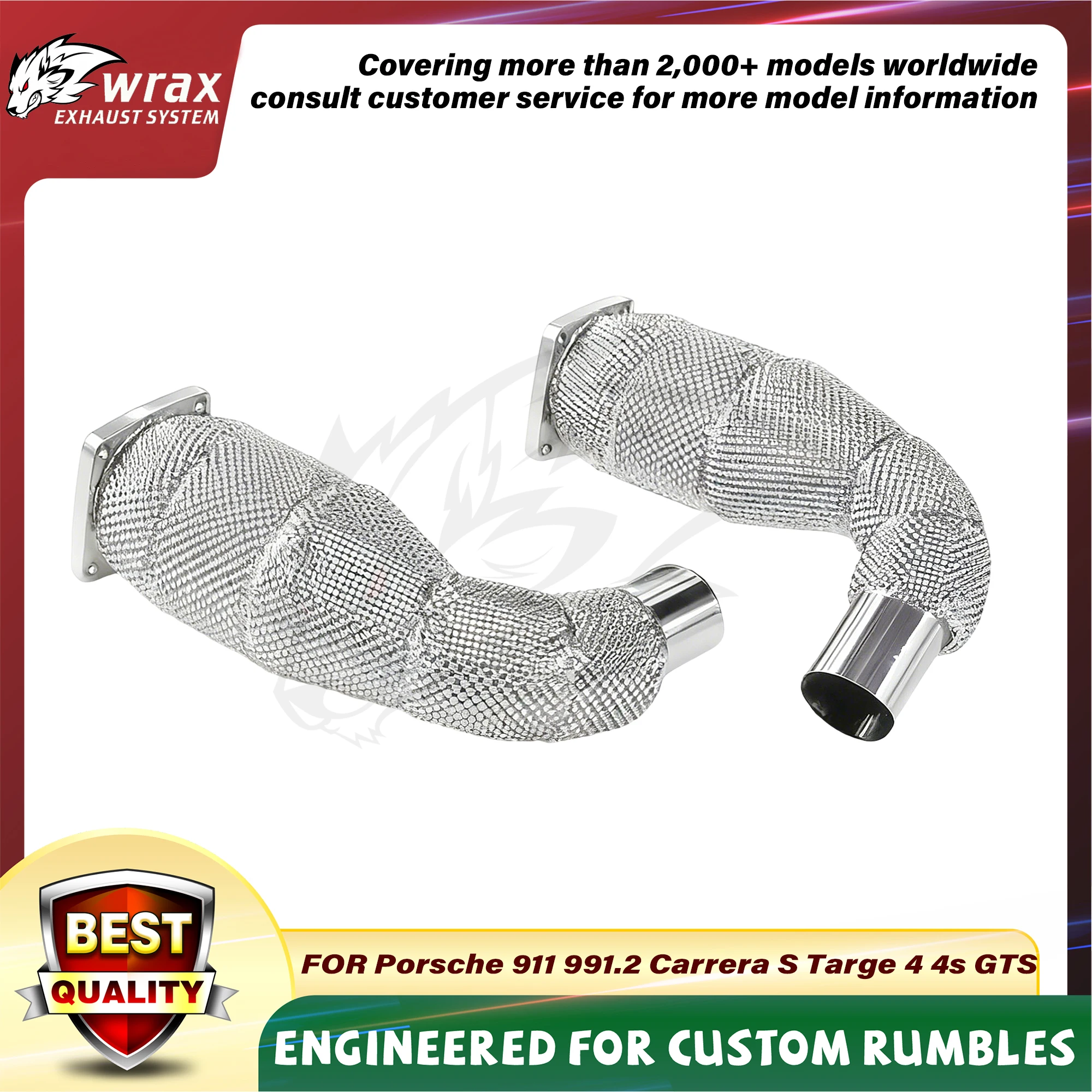 

WRAX High Flow Downpipe for Porsche 911 991.2 Carrera S Targe 4 4s GTS SS304 Sports Exhaust Performance Upgrade