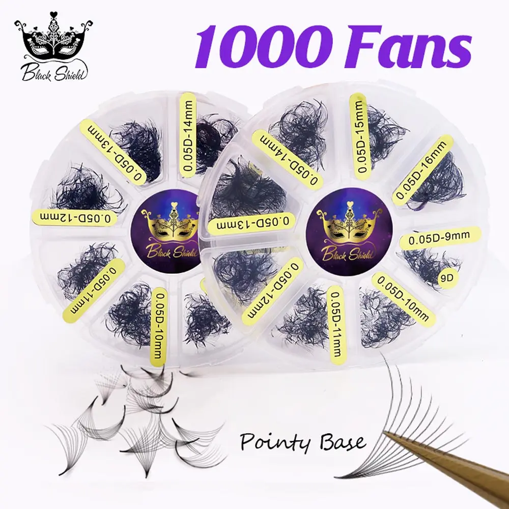 1000 Fans Loose Fan Mixed Length Pointy Base Premade Volume Fans Russian Eyelash Extensions Sharp Thin Stem Mega Volume Lashes